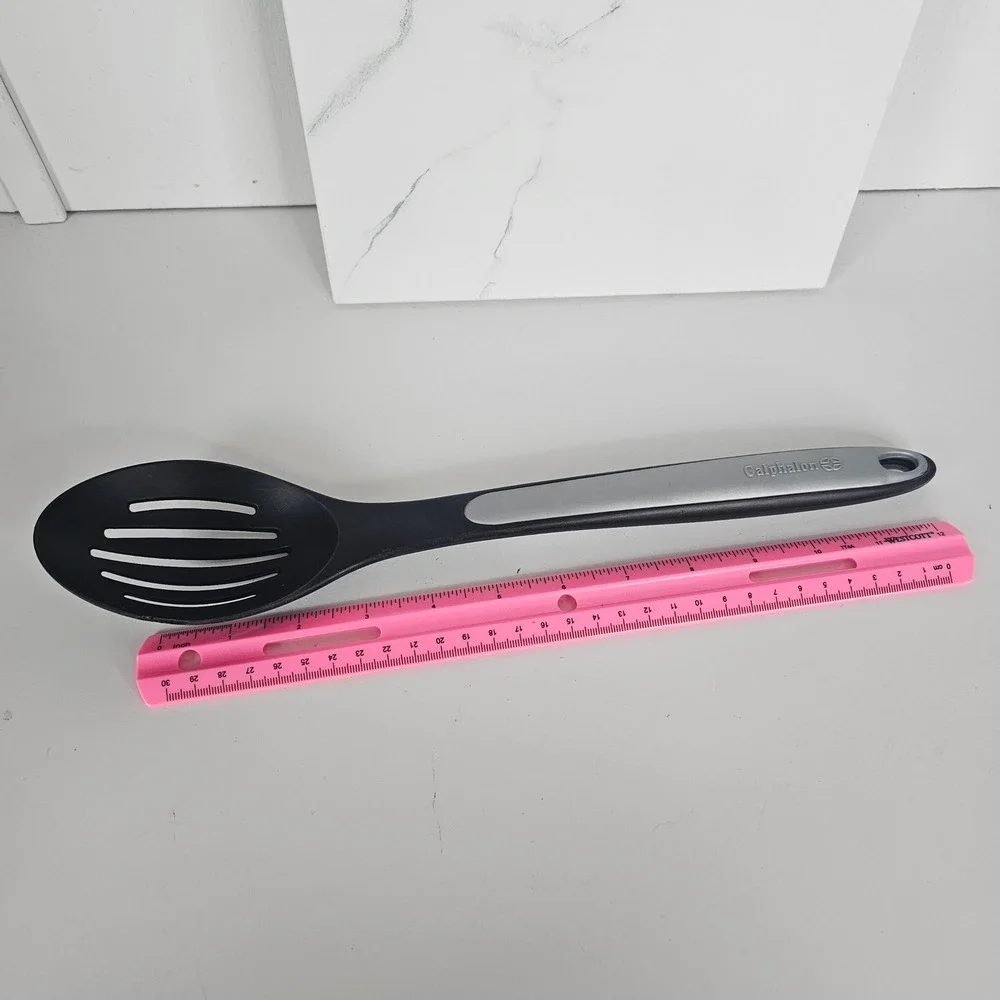 Calphalon Slotted Spoon Black Gray Kitchen Utensil Cooking Serving Nylon 13 inch